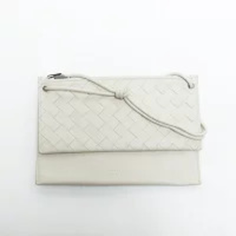 Bottega Veneta Leather Intrecciato Shoulder Bag White